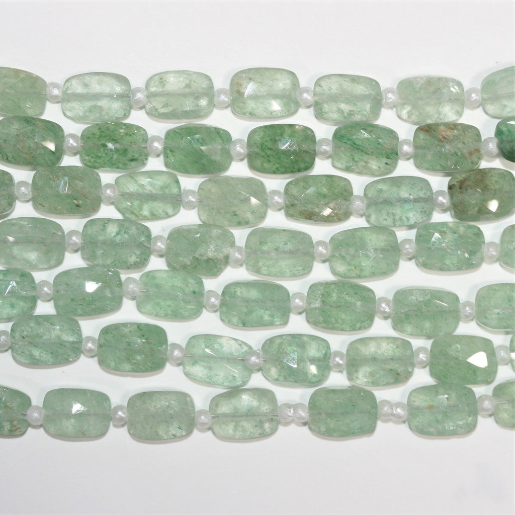 Cuentas rectangulares facetadas de Santa Aventurina de 7" de 9 x 6 mm - Hilo de 18 cm.