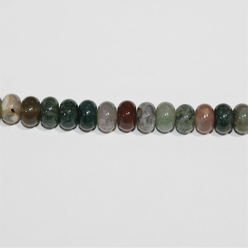 15" Perles rondelles lisses en agate indienne St 8x5mm.- Brin 38cm.