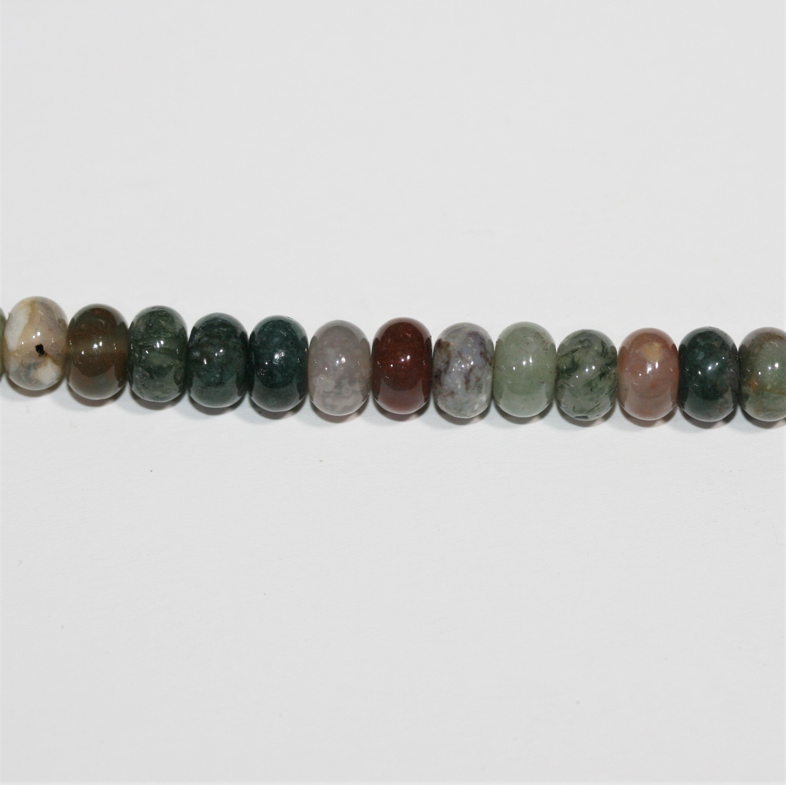 15" Perles rondelles lisses en agate indienne St 8x5mm.- Brin 38cm.