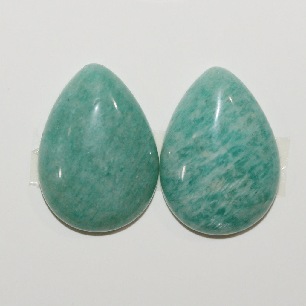 Lote de 2 cabujones de amazonita lisos de 25 x 18 mm. (2 piezas)