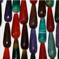 Cuentas de ágata multicolor facetadas de 16" (30 x 10 mm) - Hilo de 40 cm