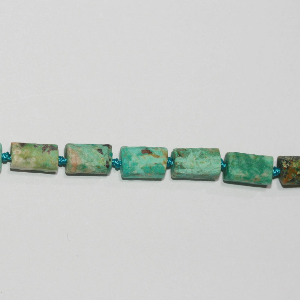 Cuentas cilíndricas facetadas con acabado mate turquesa, 16 x 6 mm (aprox. - Hilo de 41 cm)