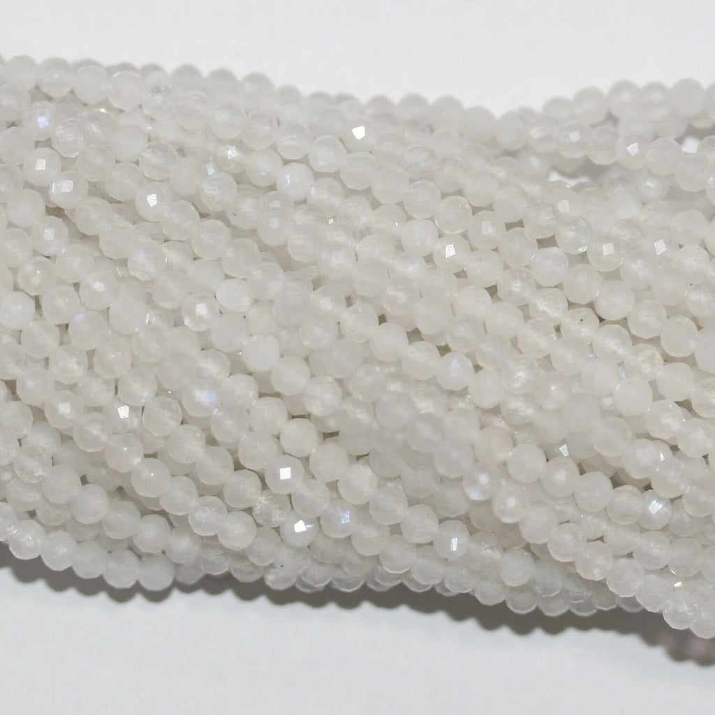 Perles rondes à facettes en pierre de lune St, 3-3,5 mm, 15 pouces - Fil de 39 cm