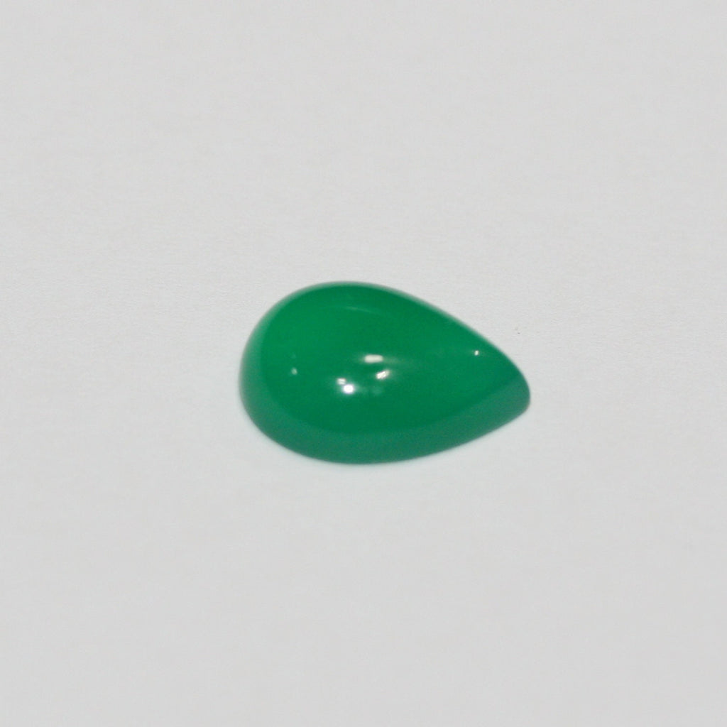 8Pcs Green Agate Drop Cabochon 14x10mm. (8 Pcs).