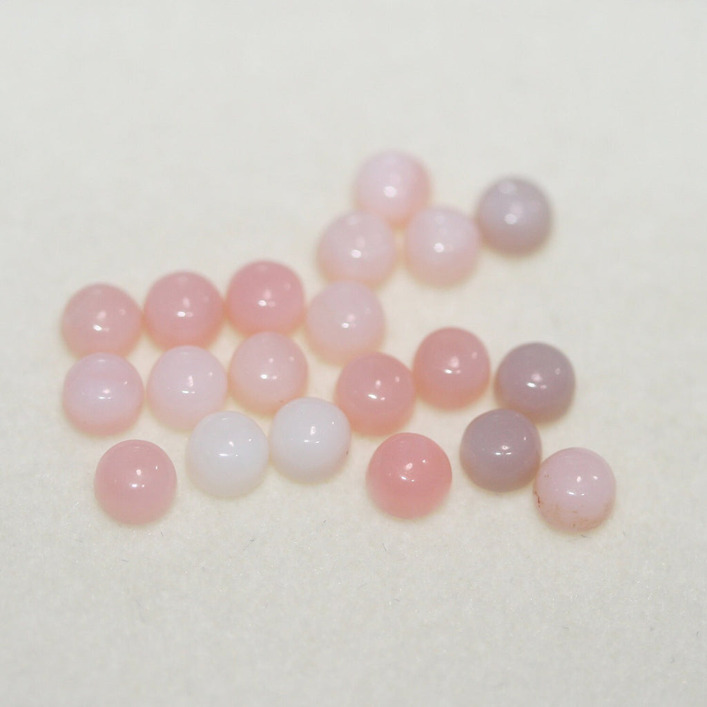Lote de 20 cabujones redondos de ópalo rosa de 3 mm. (20 uds.)