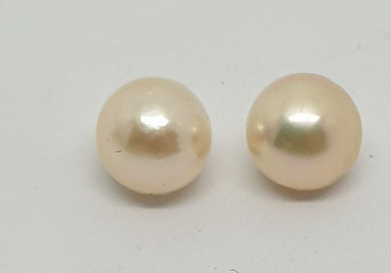 1 Pair Saltwater Top Luster Japanese Akoya Half Drilled Three Quarter 5-5.5mm Round Natural Cultured Pearl-Price Per 1 Pair- Pearl Earring