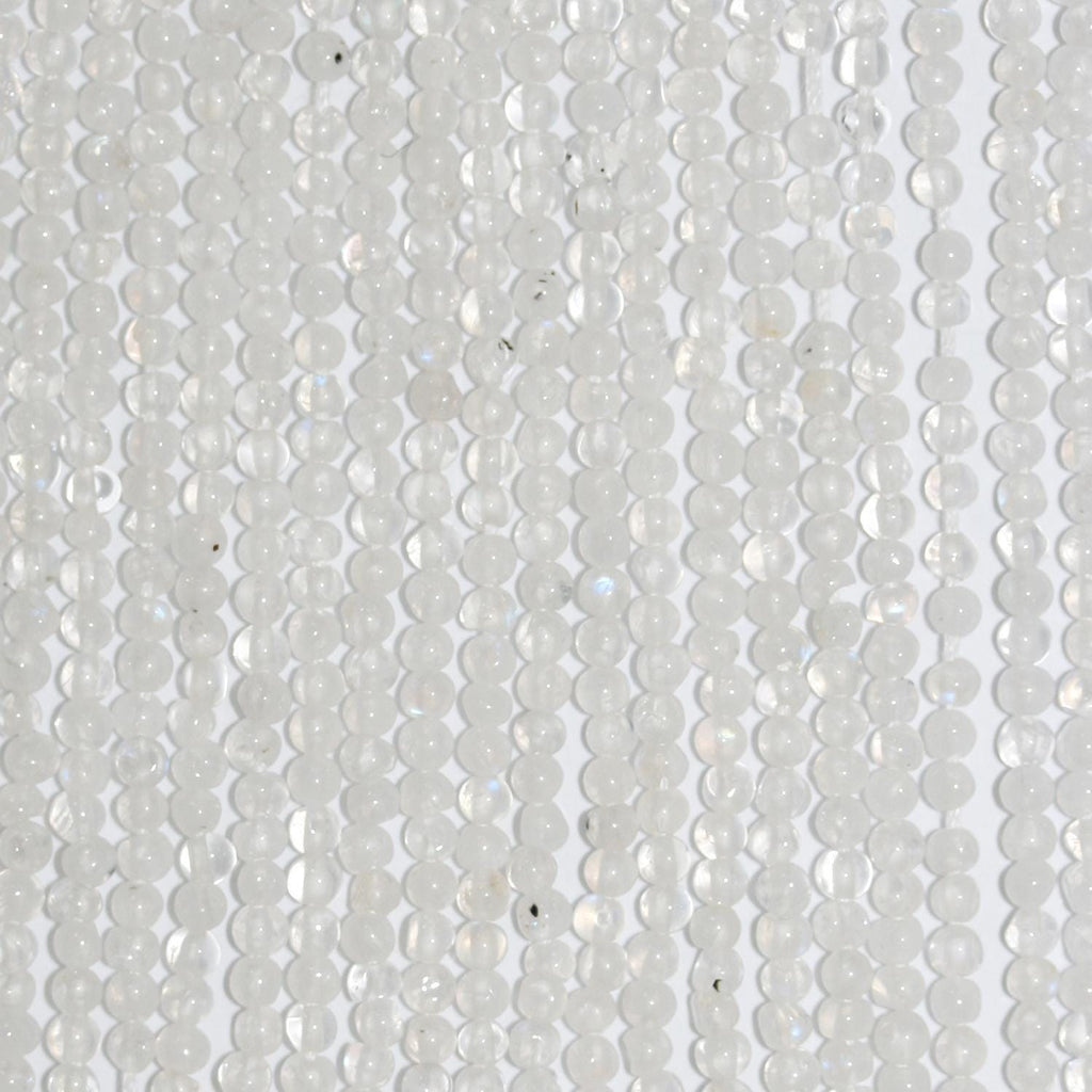 Perles rondes lisses en pierre de lune St 15" 2 mm.-Rig 39 cm.