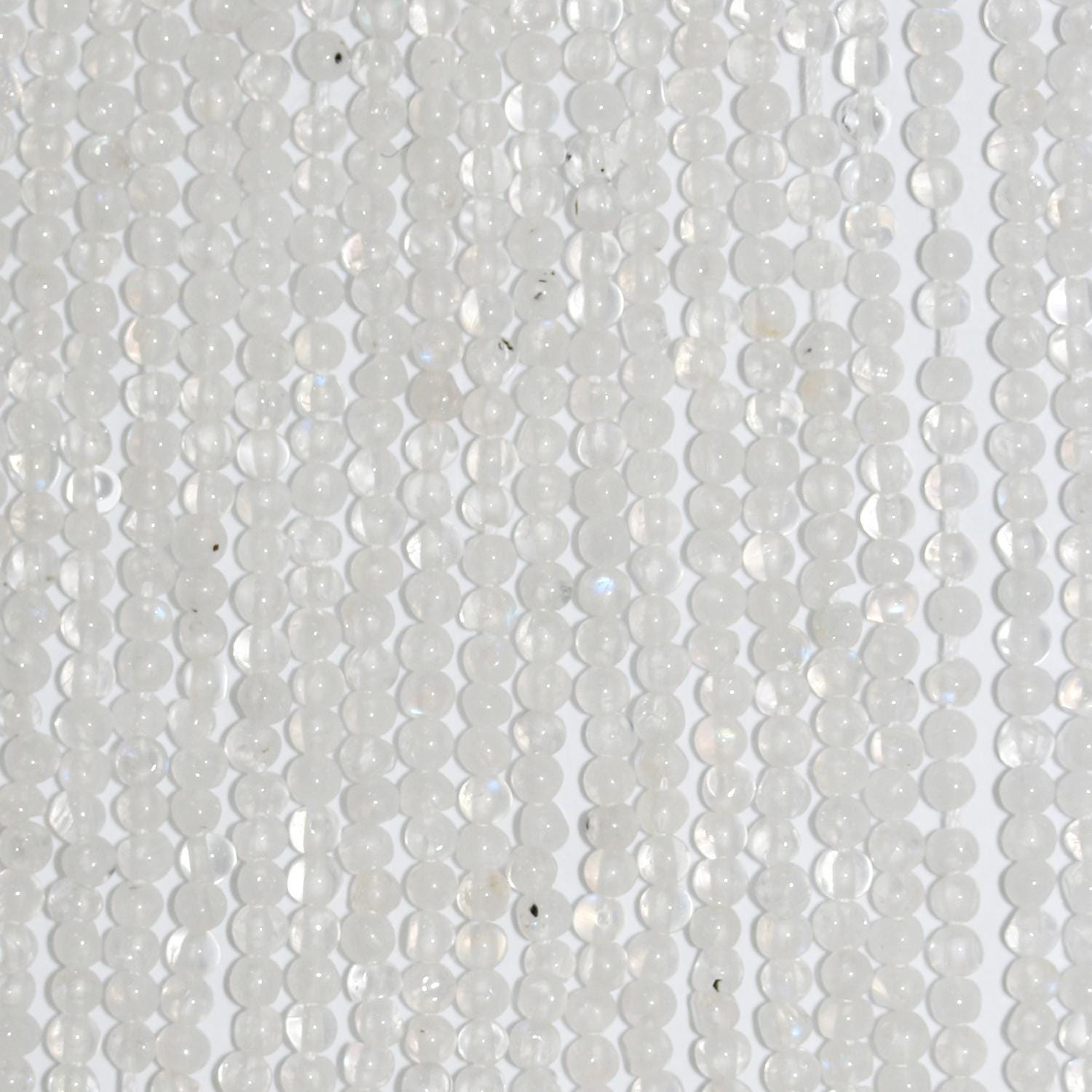 Perles rondes lisses en pierre de lune St 15" 2 mm.-Rig 39 cm.