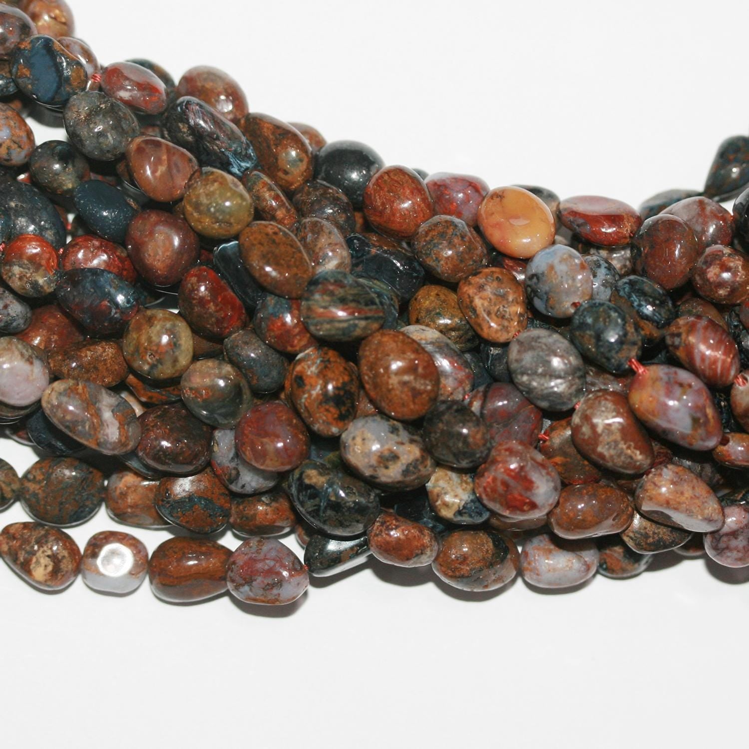 Cuentas de pepitas lisas de St Pietersite de 17", 8-10 mm, tira de 39 cm.