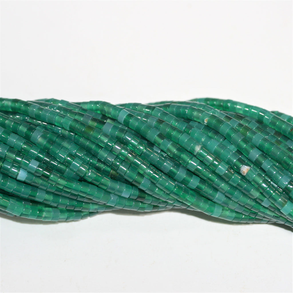 16" Cuentas de disco lisas de ágata verde St 4x2 mm.- Hilo 40cm.