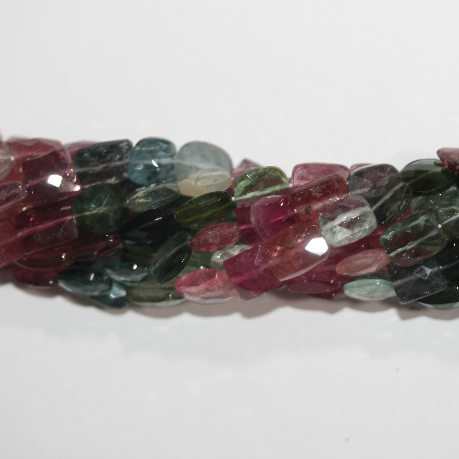 12" St Tourmaline Faceted Rectangle Beads 9x7mm. Approx.-Strand 35cm.