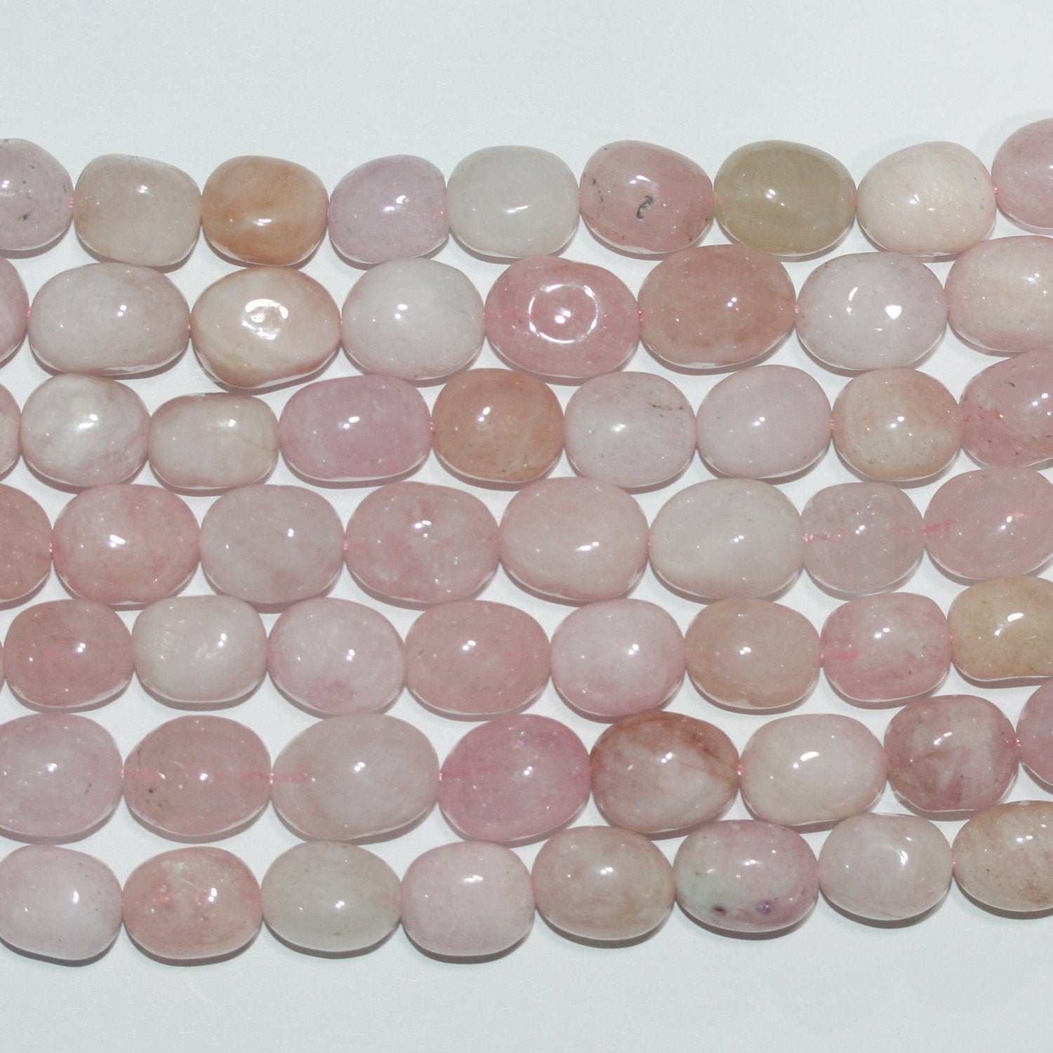 Cuentas Nugget Lisas de Santa Morganita de 16", 14 x 11 mm. Aprox. - Hilo de 40 cm.