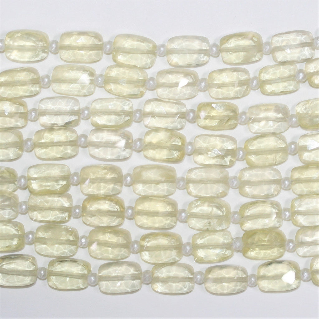 Cuentas rectangulares facetadas de cuarzo St Lemon de 7" de 9 x 6 mm - Hilo de 18 cm.