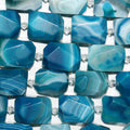 13" St Blue Striped Agate Faceted Barrel Beads 20x15mm.-Strand 36cm