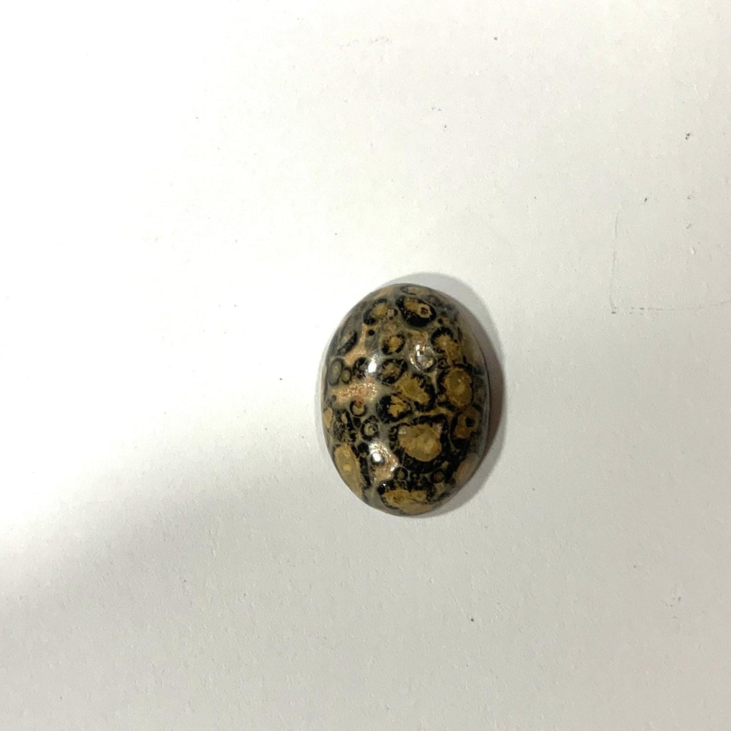 Lote de 6 cabujones lisos de jaspe ovalado de leopardo (6 piezas) 18 x 13 mm.