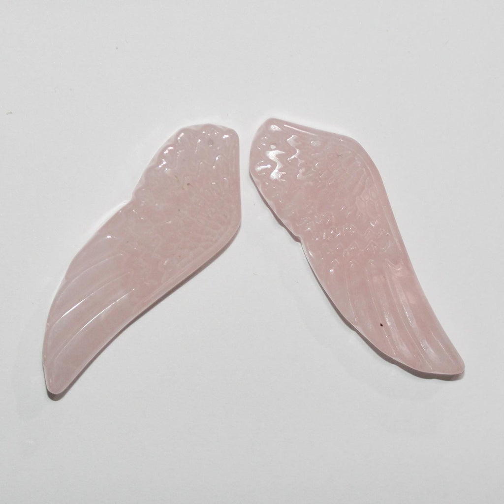 Pendentif aile en quartz rose 58x20mm