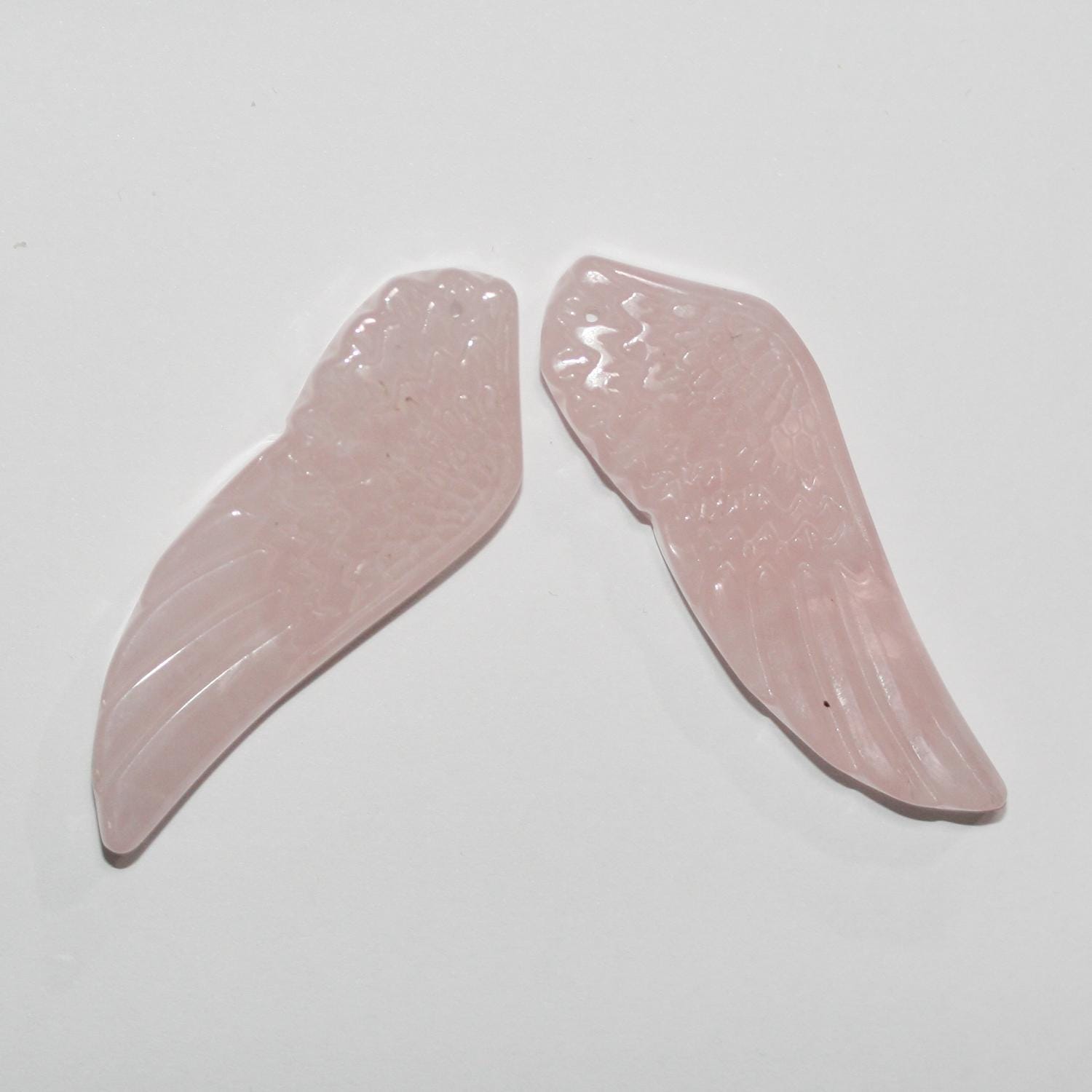 Pendentif aile en quartz rose 58x20mm