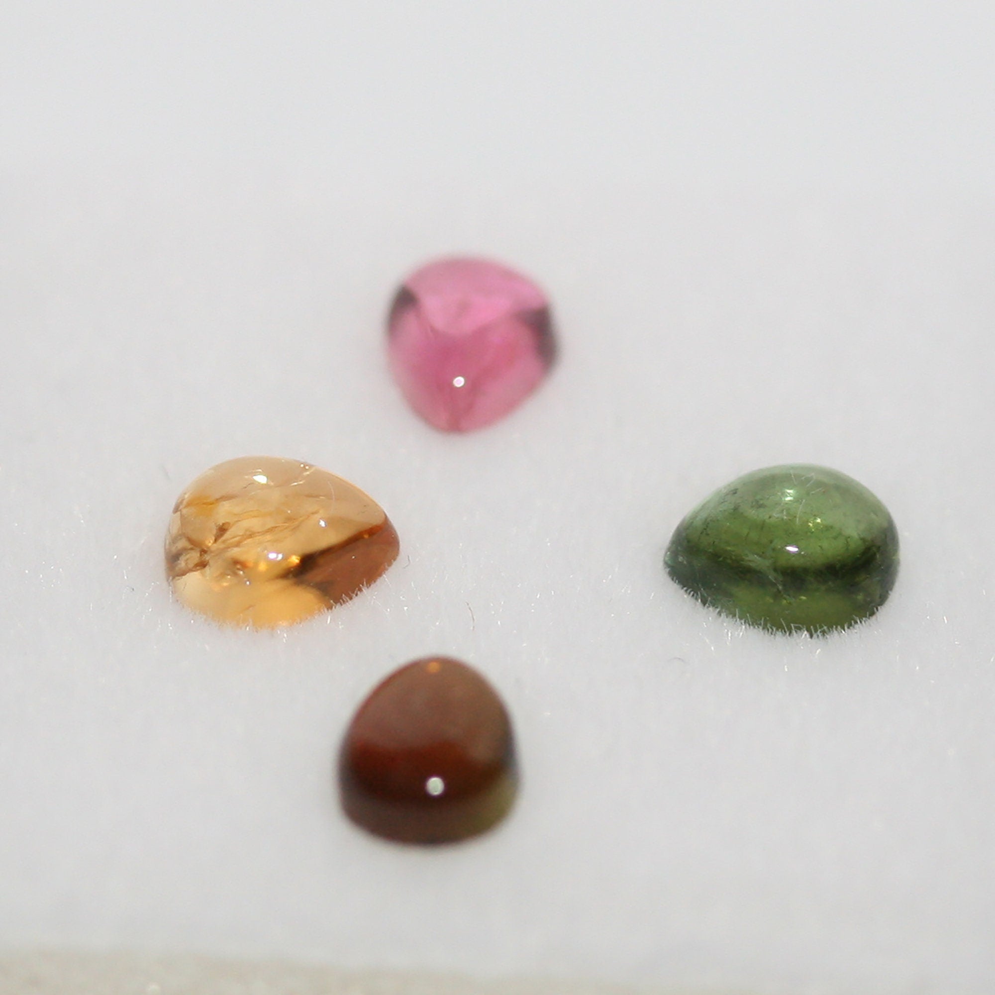 Tourmaline Lot Drop Cabochons 5x4mm.-(4pcs)  -Gemstone Parcels-Loose Stones Wholesale Price-Natural Gems