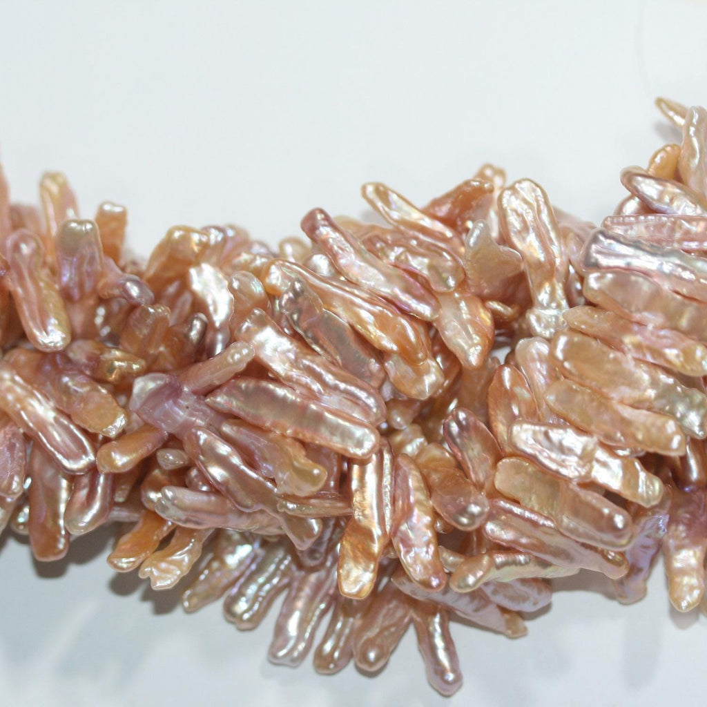 Perles de saumon Biwas d'eau douce St, 16 pouces (environ 40 cm), 23 x 6 mm, longueur 40 cm. Perles naturelles à prix de gros.