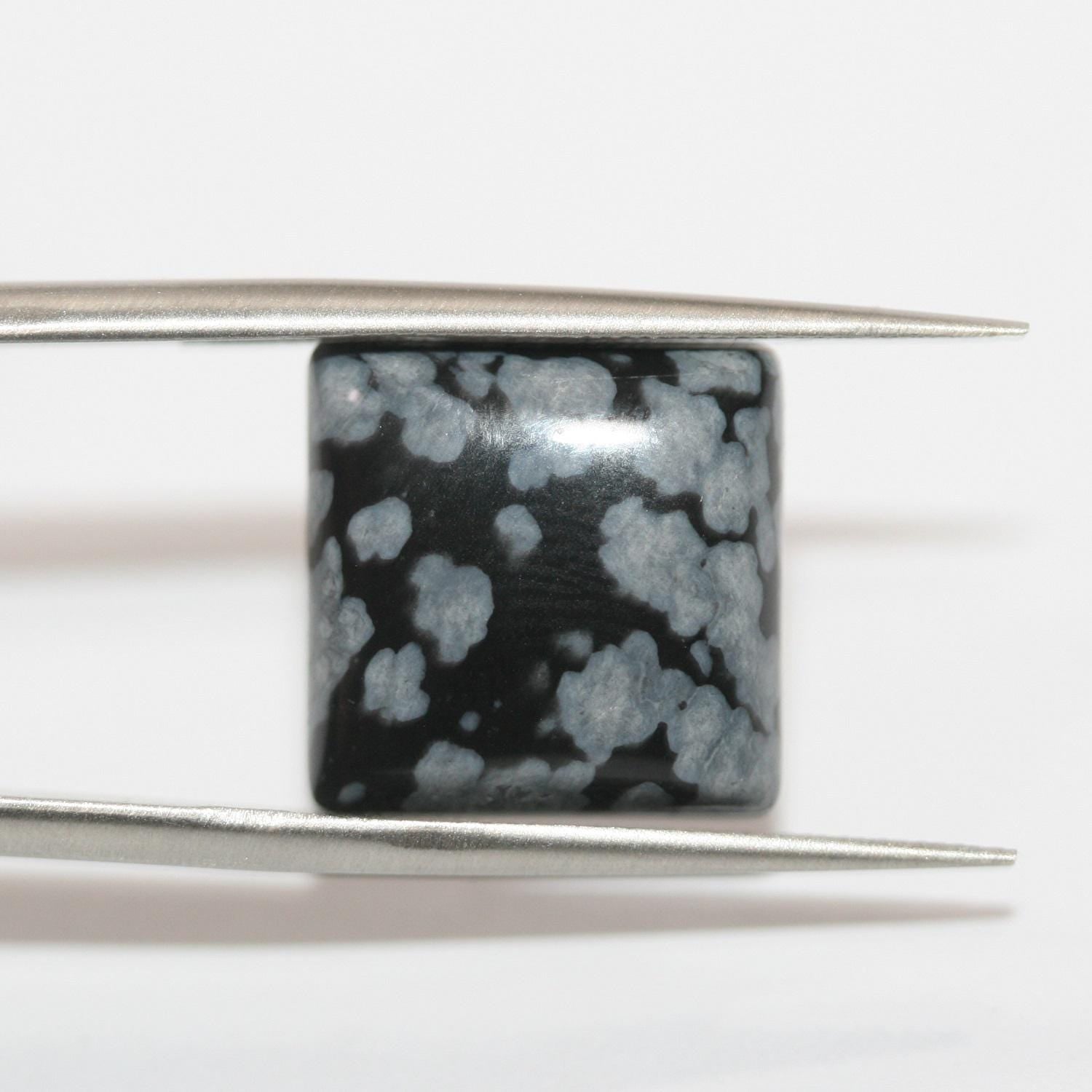 Lot de 6 cabochons carrés lisses en obsidienne Nevada (6 pièces) de 14 mm