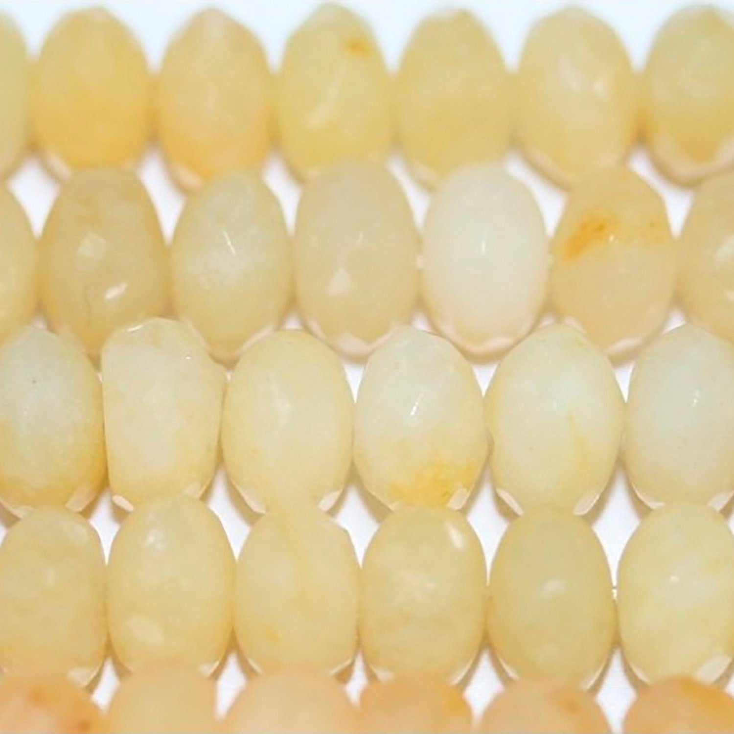 Cuentas redondas facetadas de jade amarillo de 40 cm (16"), 8 x 5 mm (tira de 40 cm)