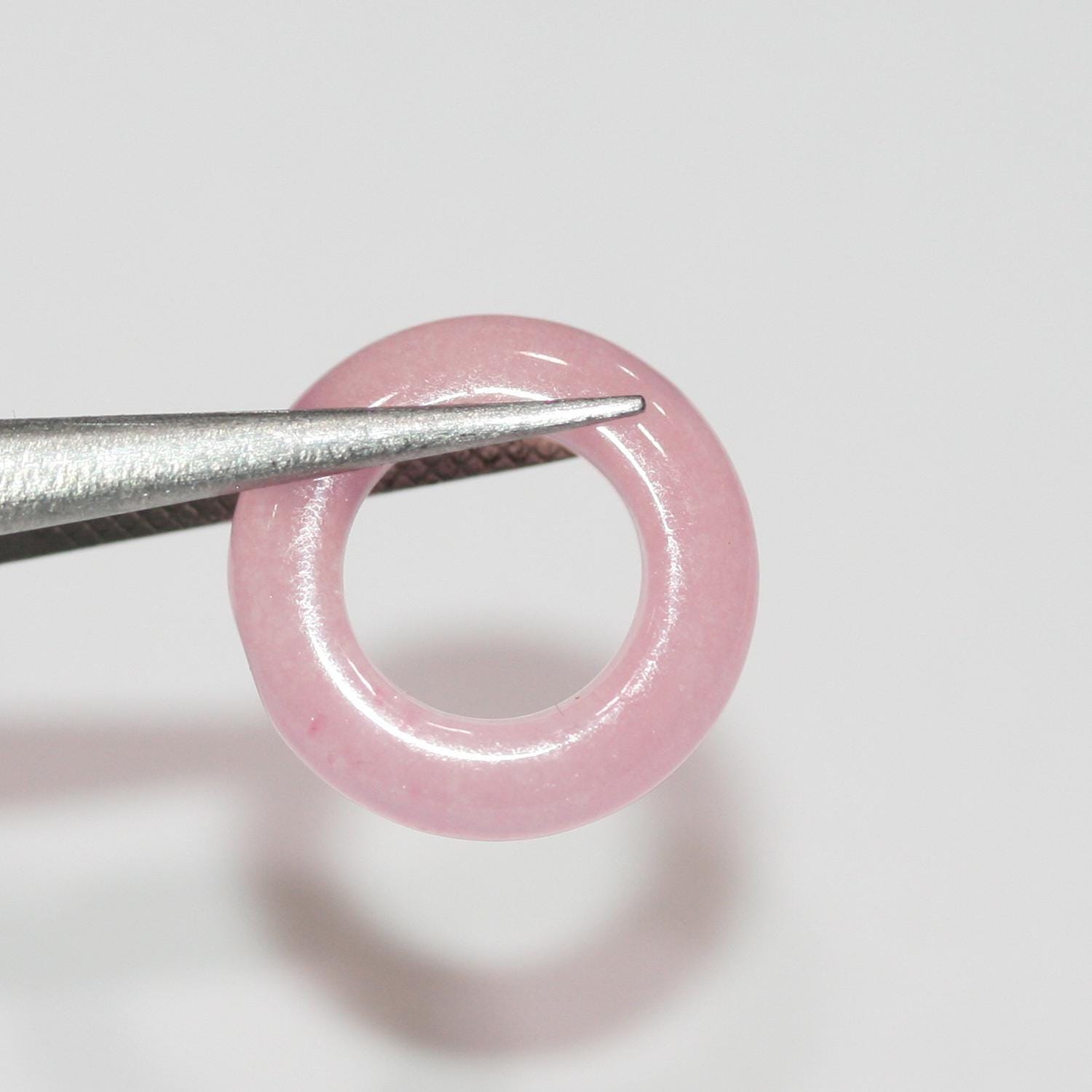 Pendentif créole lisse en quartz rose 15 mm (10 pièces) HAD