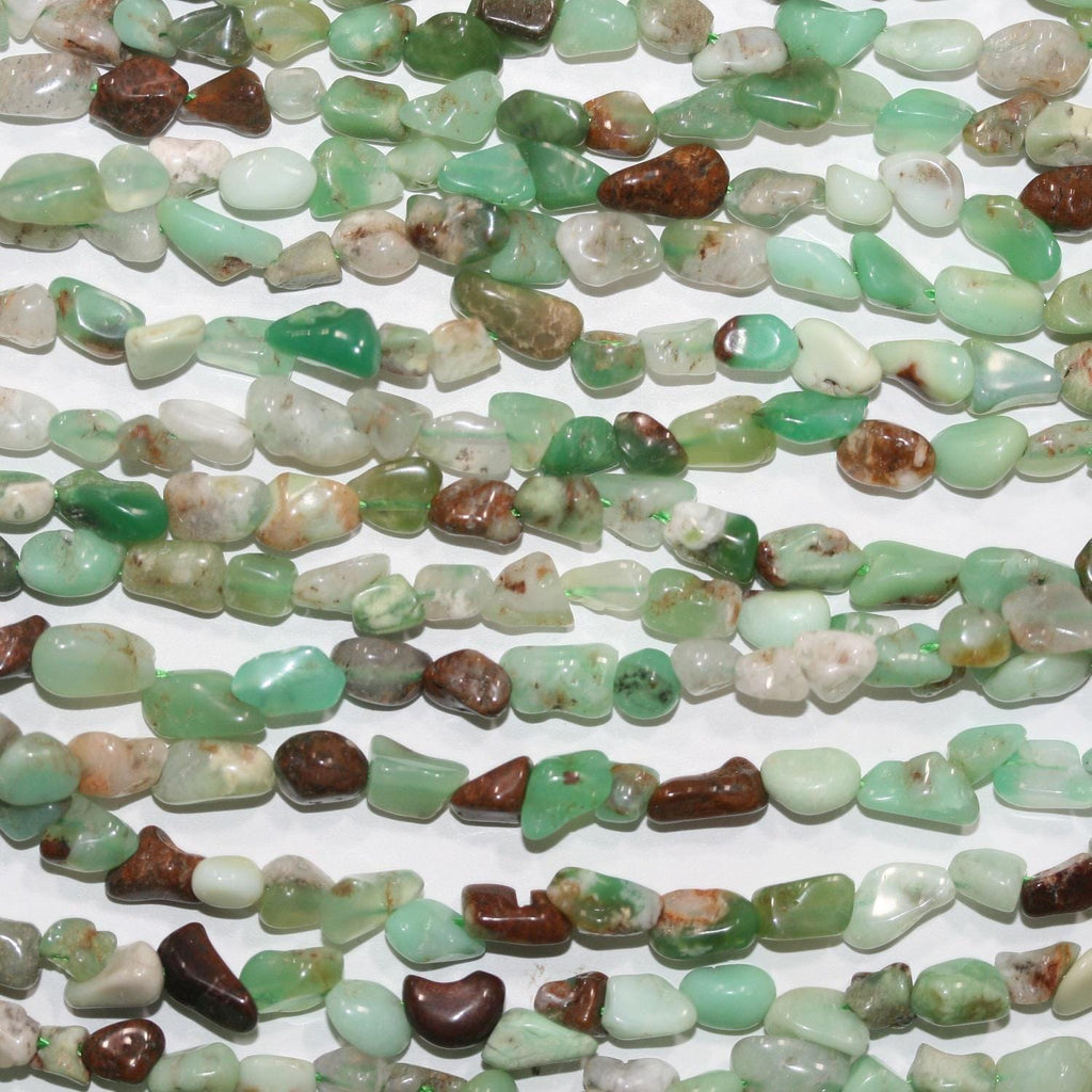 Cuentas de pepitas irregulares lisas de crisoprasa de 40 cm, 5-6 mm aprox. - Hilo de 40 cm