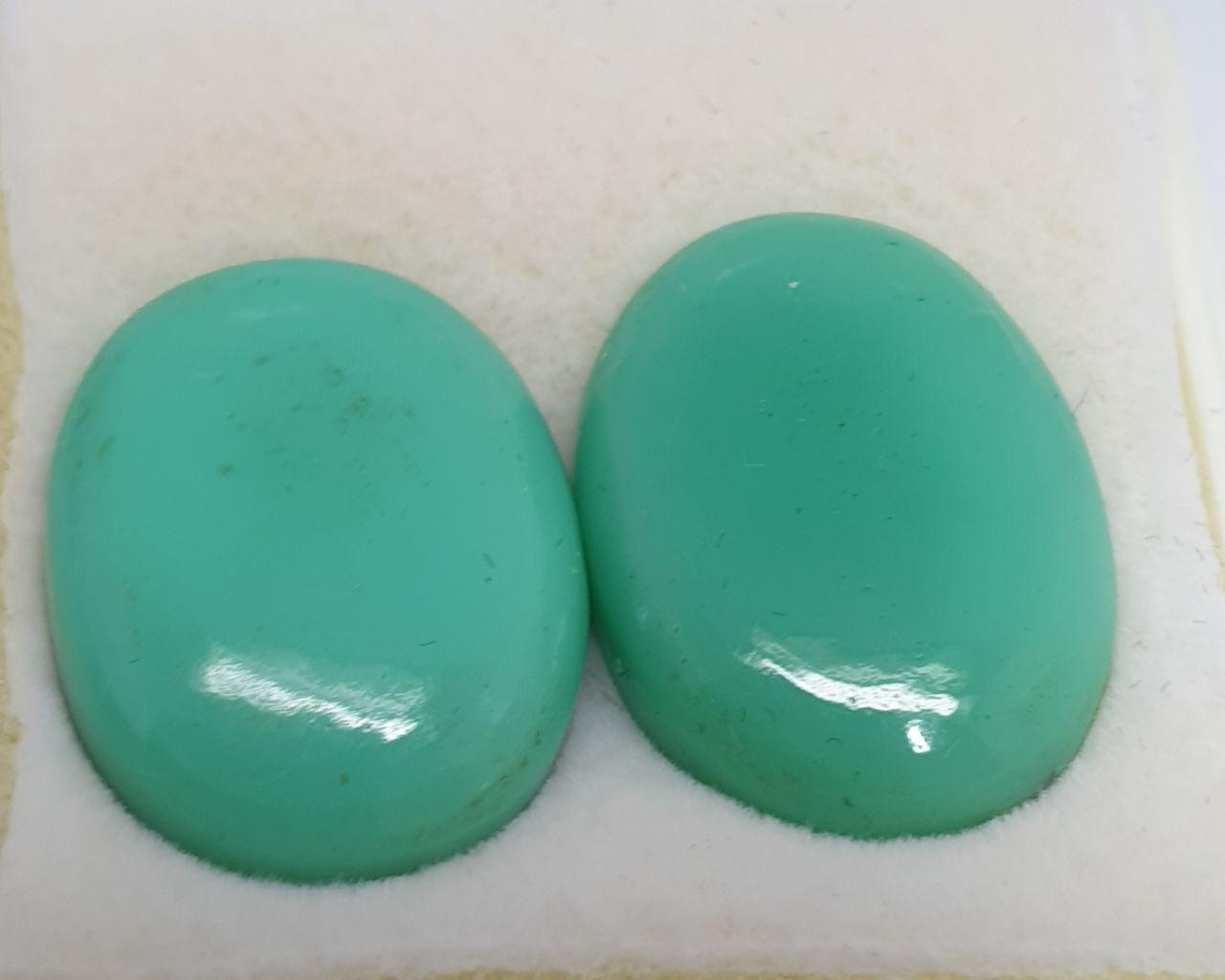 1 Matching Pair Apple Green Oval Chrysoprase Cabochon 20x15mm 28.8ct Natural Untreated Gemstone