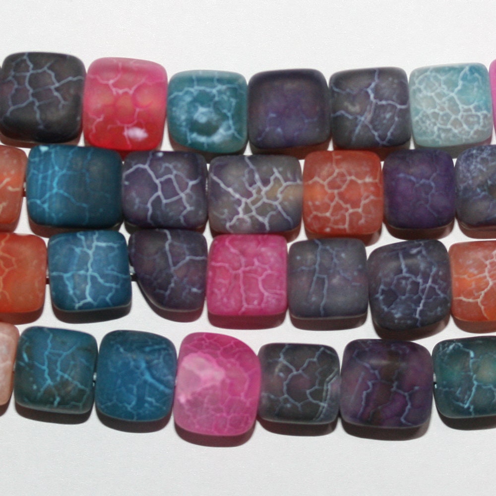 14" St  Multicolor Agate Smooth Matte Finish Cube Beads 8-9mm.-Strand 37cm