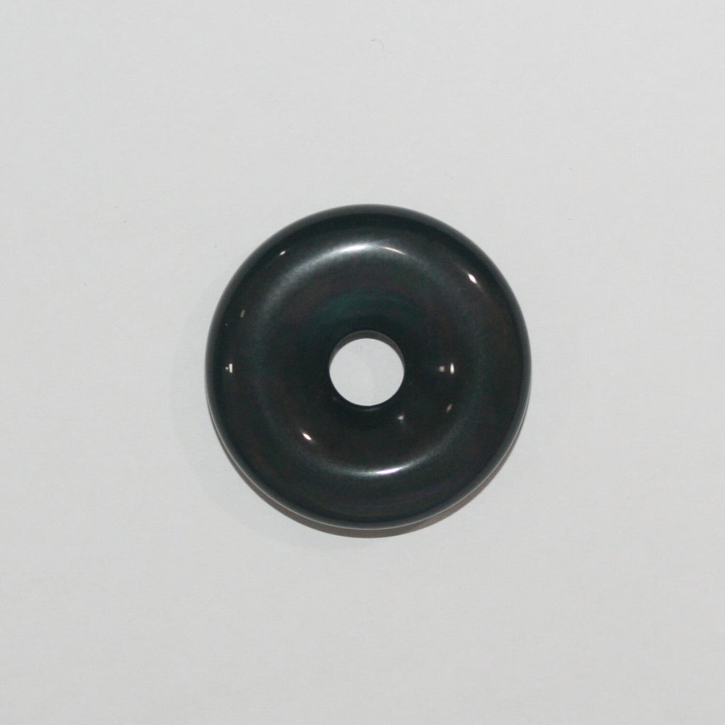 Colgante de disco de donut liso de obsidiana de 30 mm