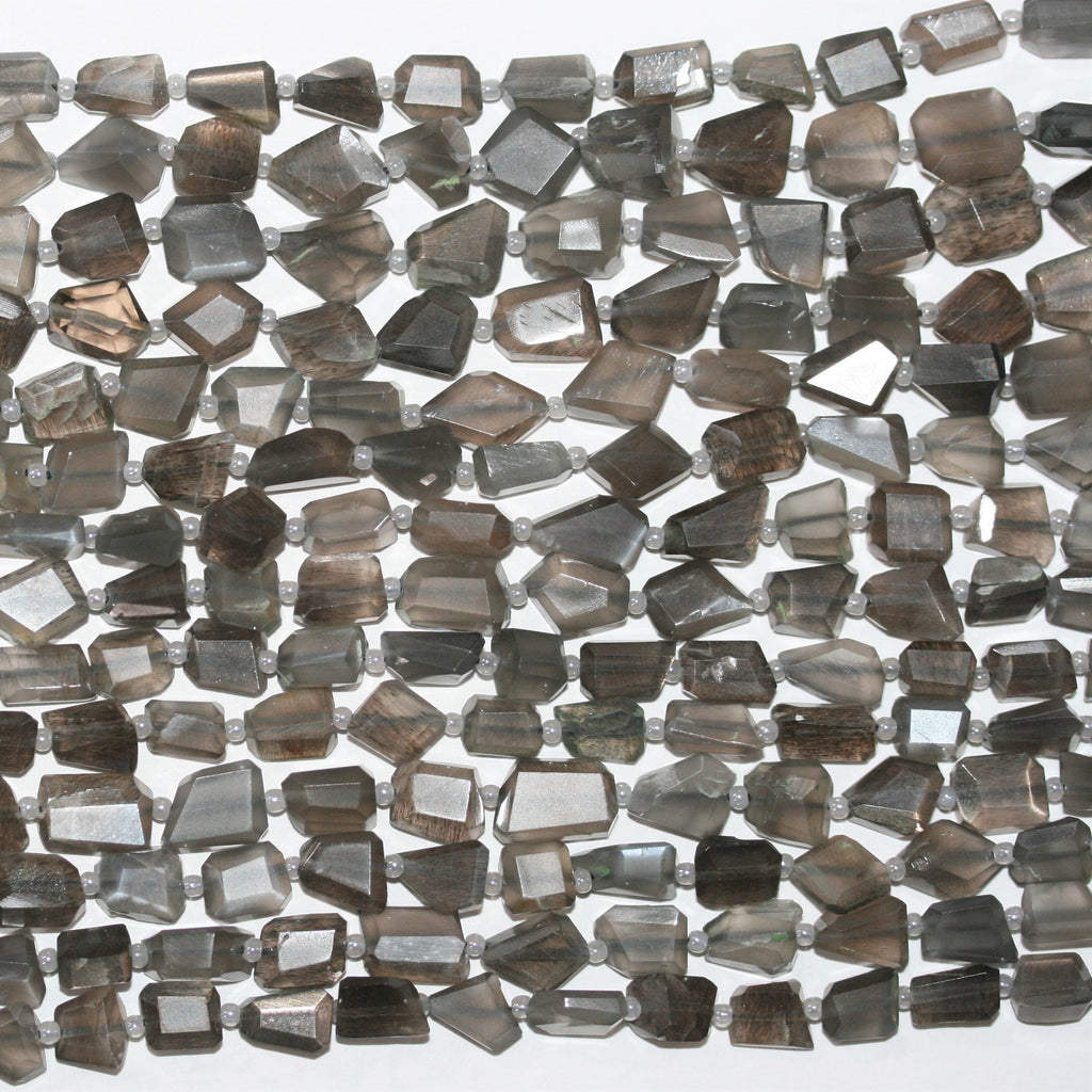 14" St Gray Moonstone Faceted Nugget 8x6mm.Approx.-Strand 35cm.