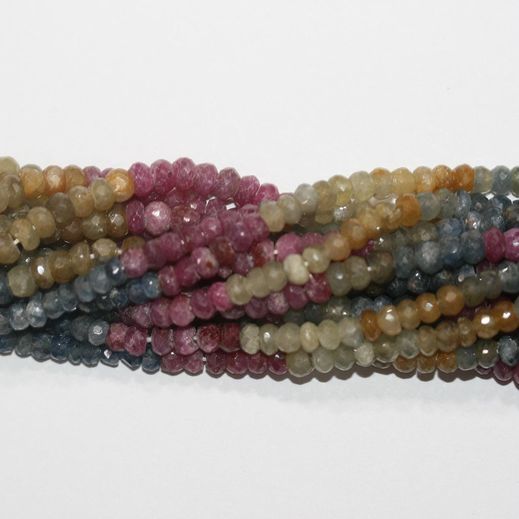13" St Ruby-Sapphire Faceted Rondelle Beads 4x3mm.-Strand 36cm.