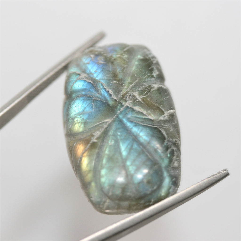Carved Rectangular Labradorite Cabochon 31.4x19.7mm. (51.3ct.)