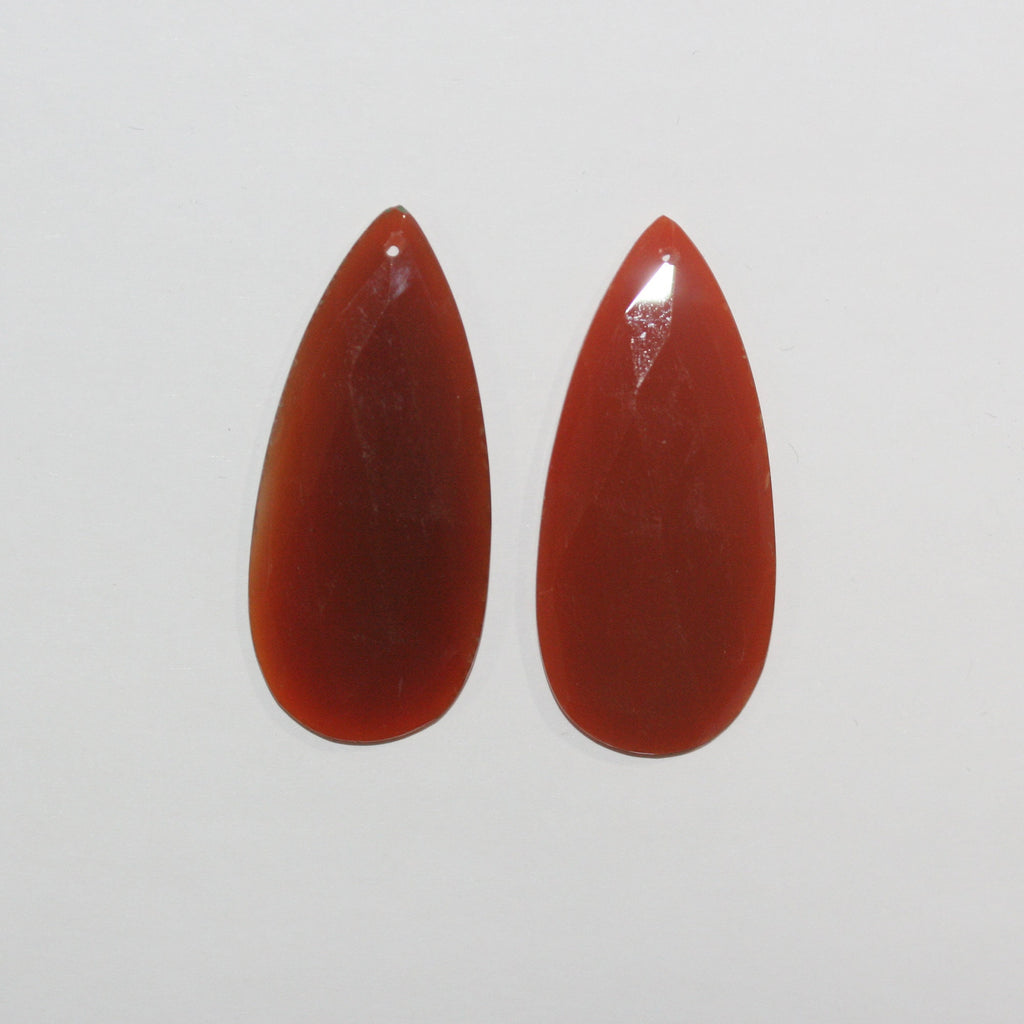 Pendentifs en calchédoine orange à facettes, 45 x 25 mm (1 paire)
