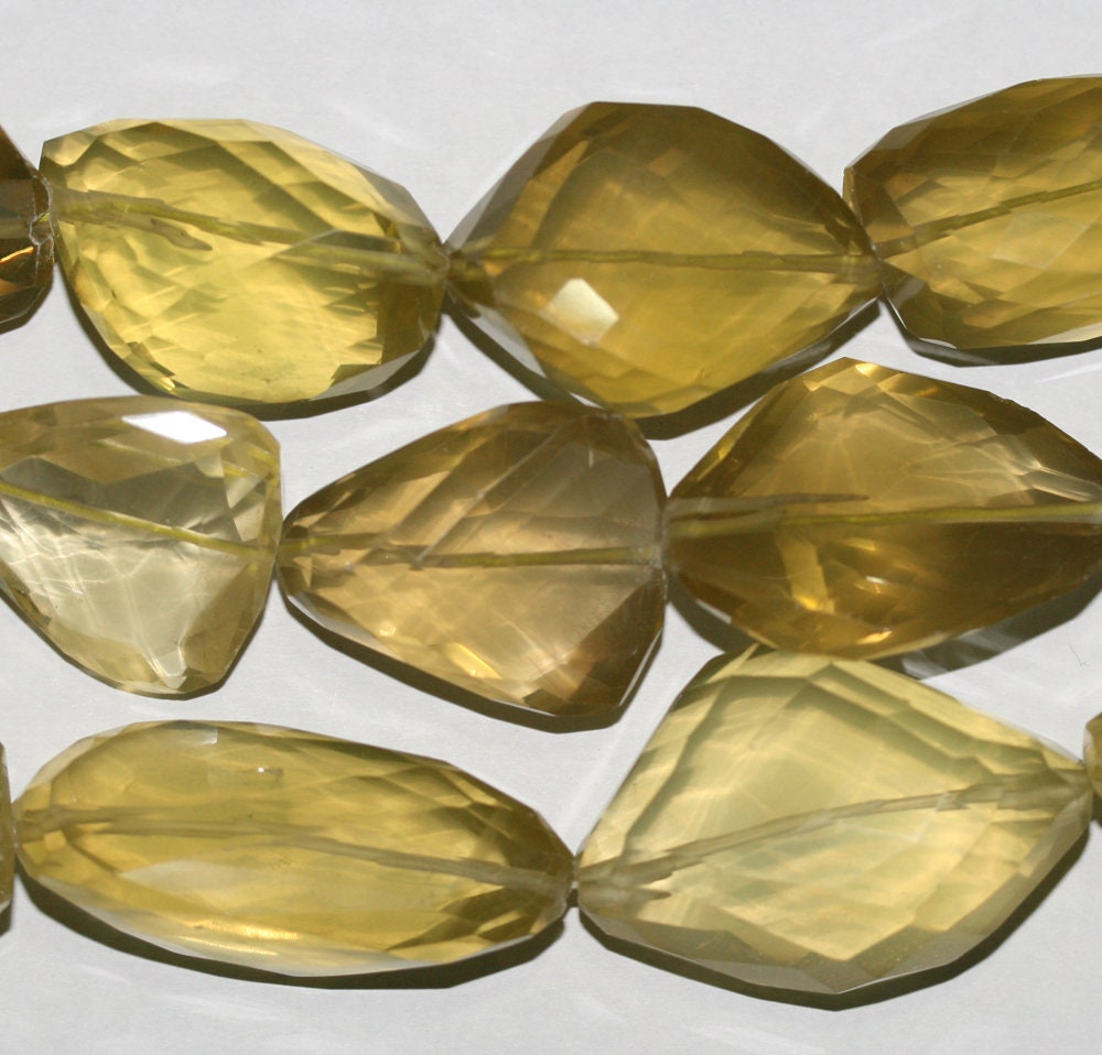 13" St Lemond Quartz Faceted Nugget Beads 38x15mm.Approx.-Strand 36cm