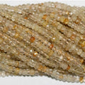Perles rondelles à facettes en quartz rutile de 35,5 cm (14 po), 5 x 3 mm - Fil de 38 cm (38 po)