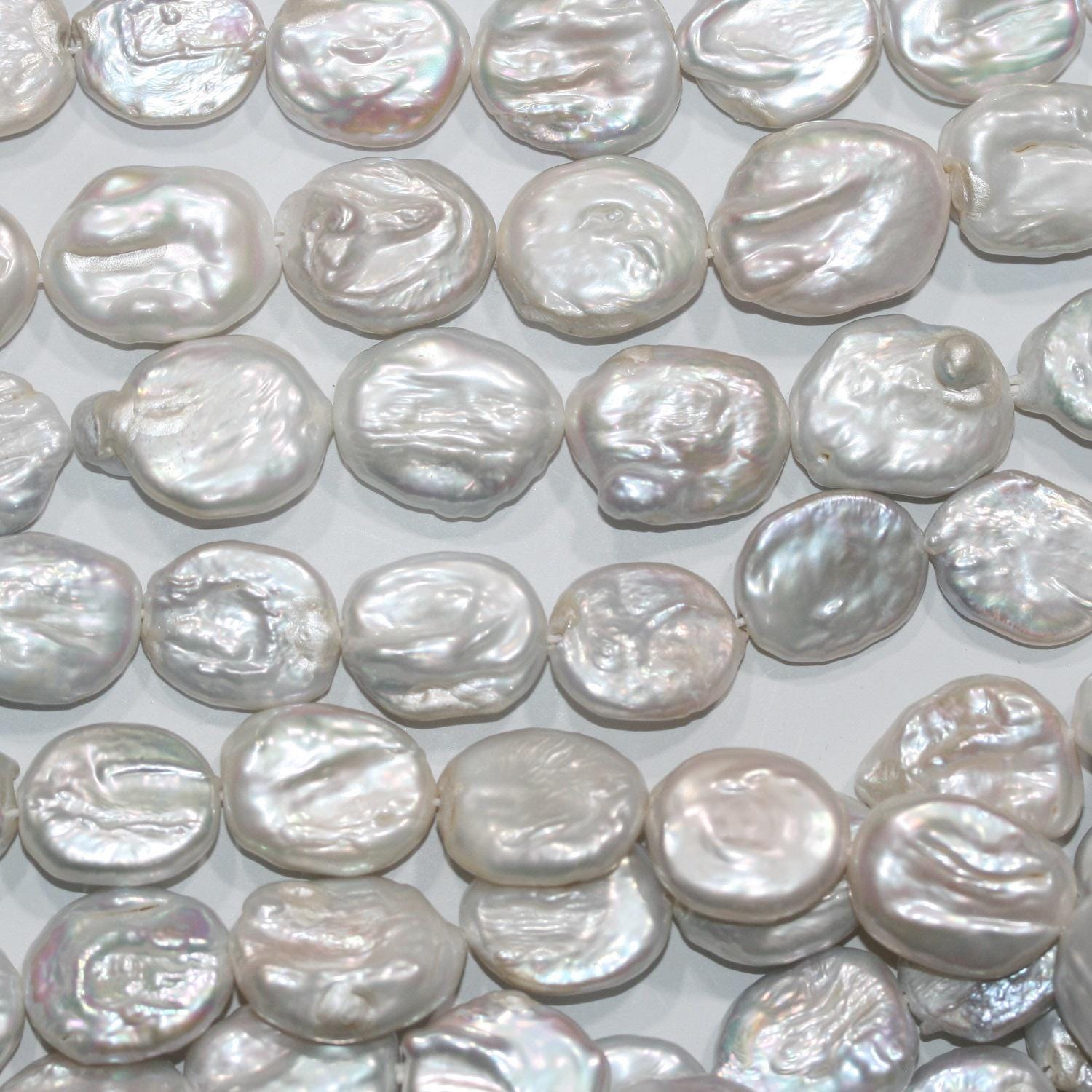 Perles ovales d'eau douce St 16" (20 x 16 mm) - Fil de 40 cm - Perles naturelles - Prix de gros