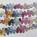 Perles en forme de goutte à facettes en saphir multicolore de 8 pouces, 5 x 3 mm. - Fil de 20 cm.