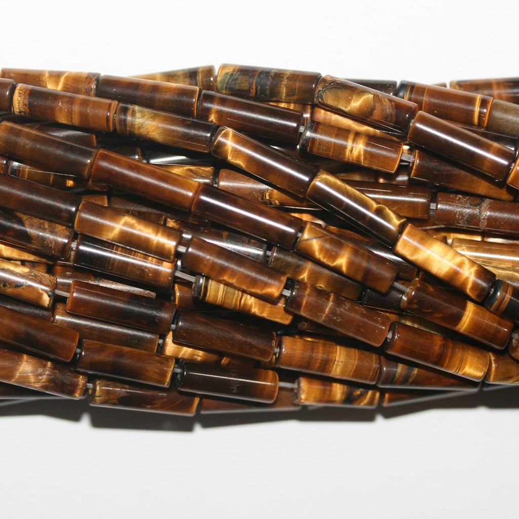 Perles tubulaires lisses œil de tigre St 15" 13x4mm.-Rig 39cm.