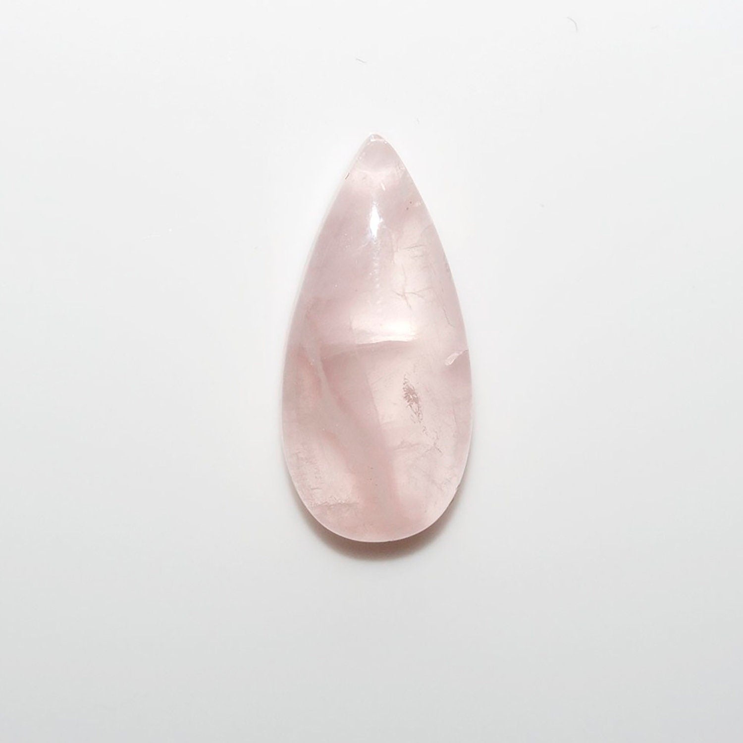 Lote de 4 cabujones de cuarzo rosa en forma de gota, 20 x 10 mm. (4 uds.)