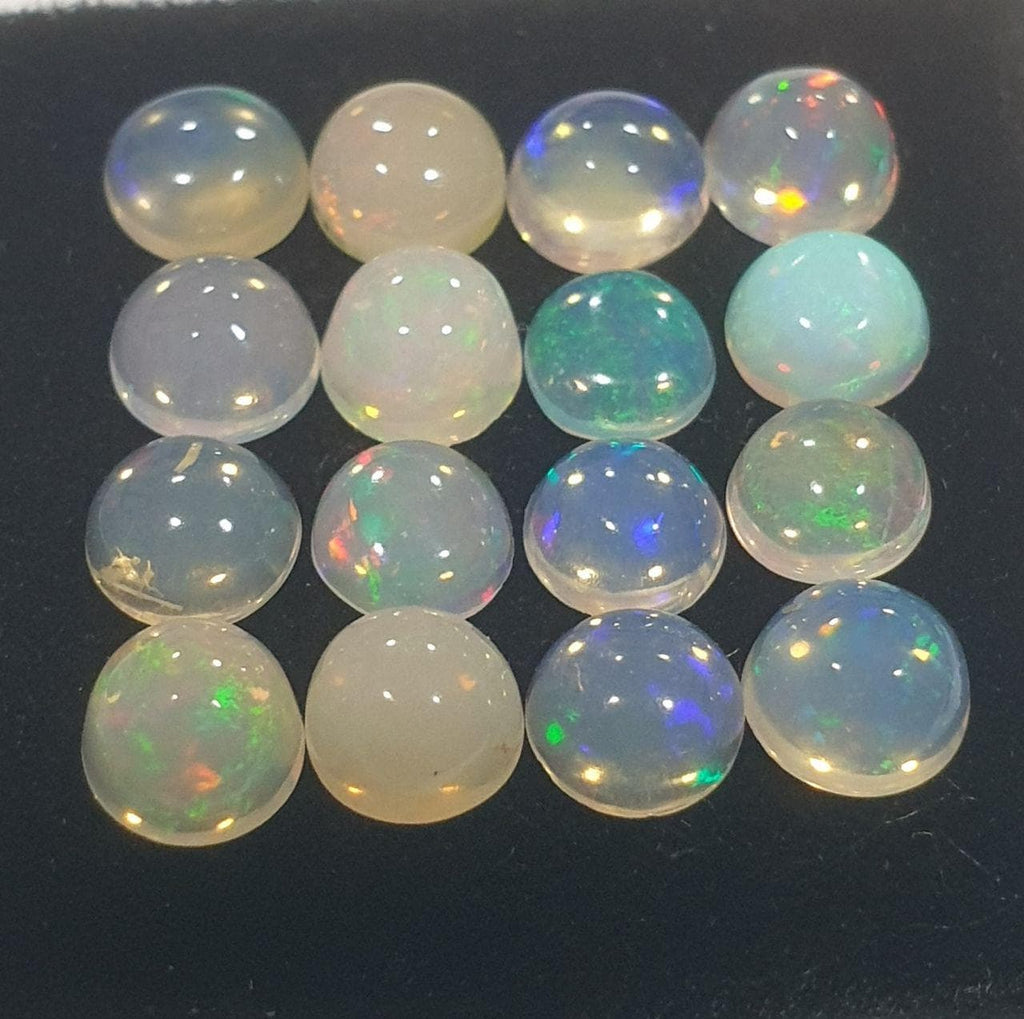 Ethiopian Opal Lot Round Cabochon 4mm. (16pcs)  -Gemstone Parcels-Loose Stones Wholesale Price
