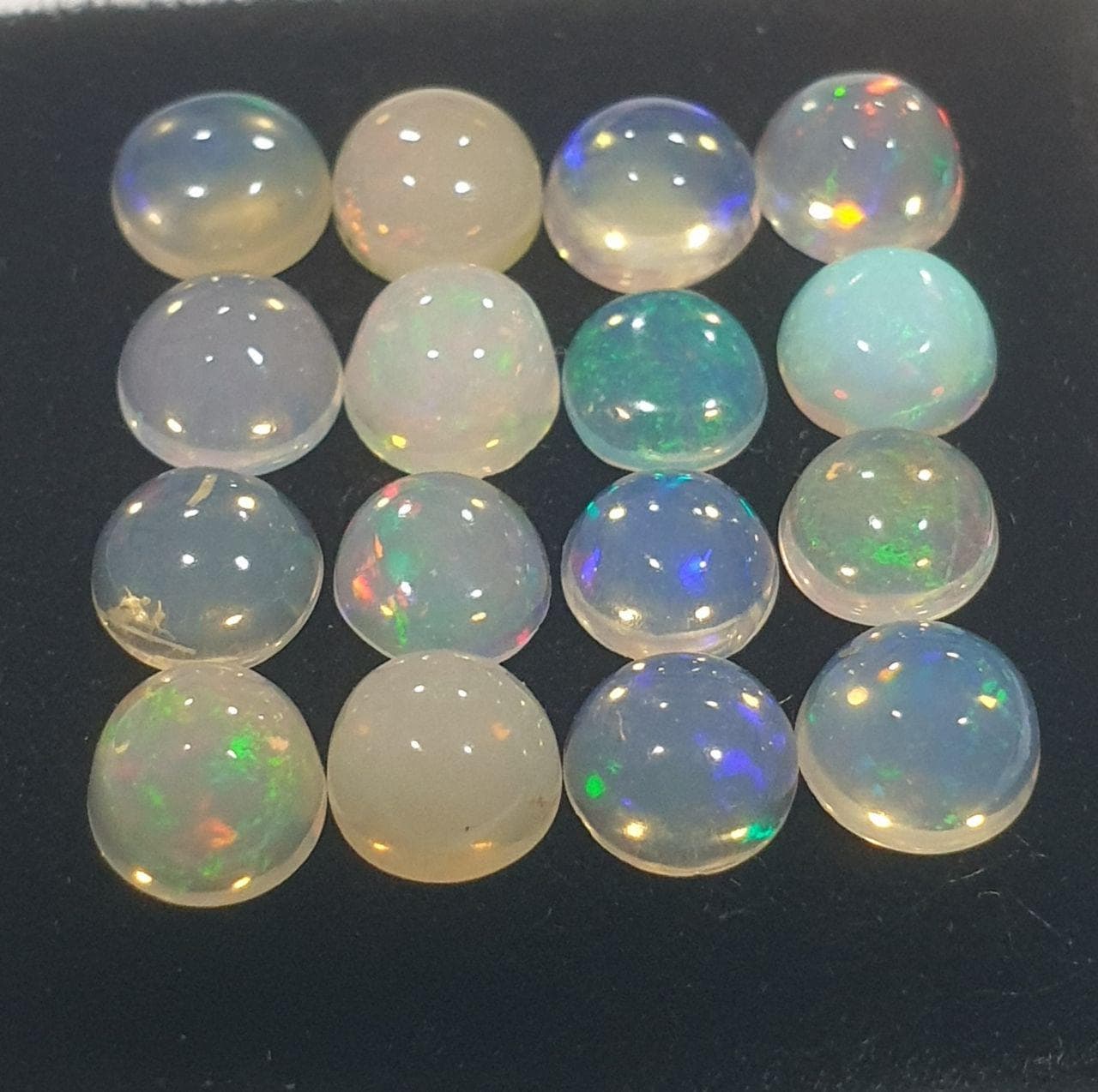 Ethiopian Opal Lot Round Cabochon 4mm. (16pcs)  -Gemstone Parcels-Loose Stones Wholesale Price