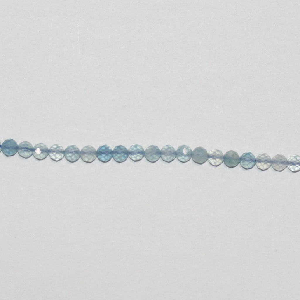 15" Perles rondes à facettes en aigue-marine 4 mm.-Rig 39 cm.