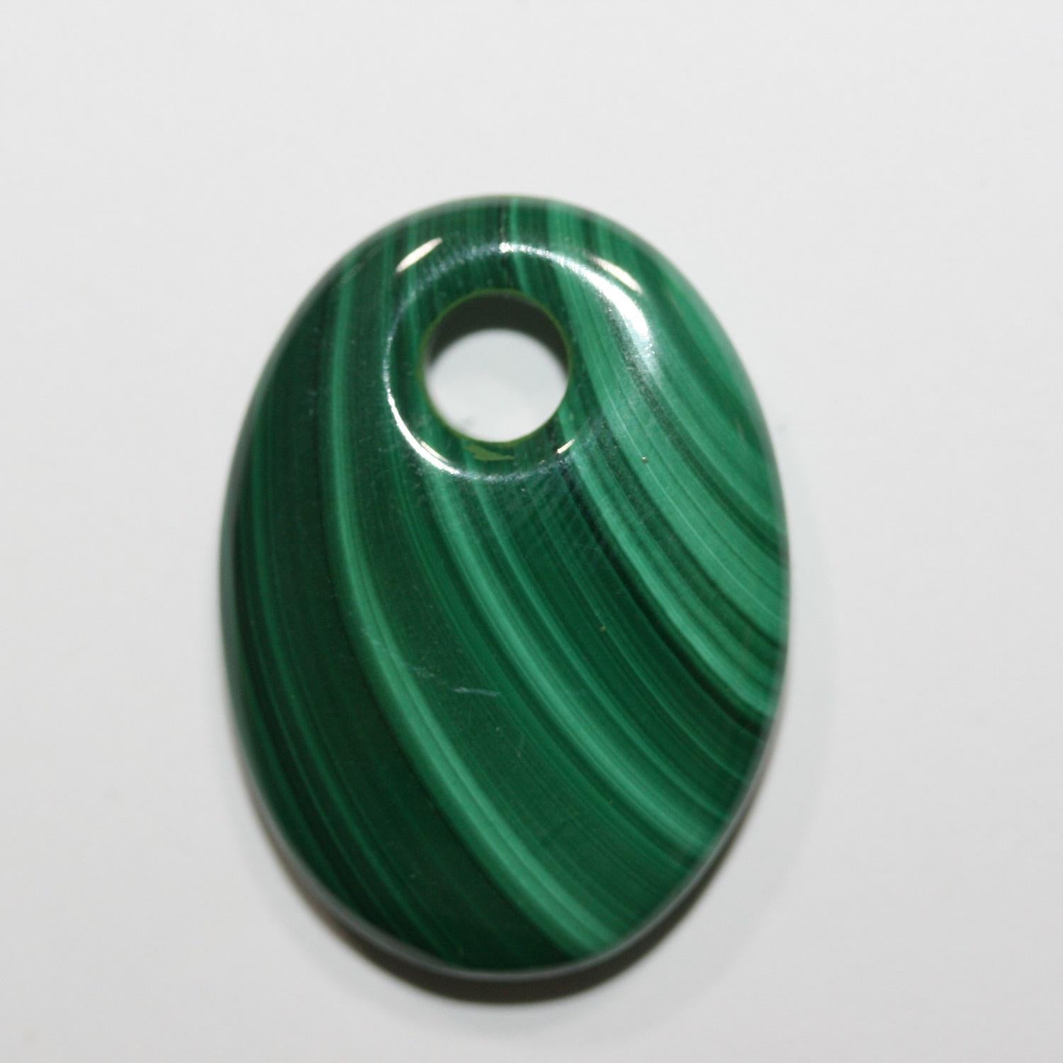 Pendentif ovale lisse en malachite 30 x 22 mm - Réf. 14811