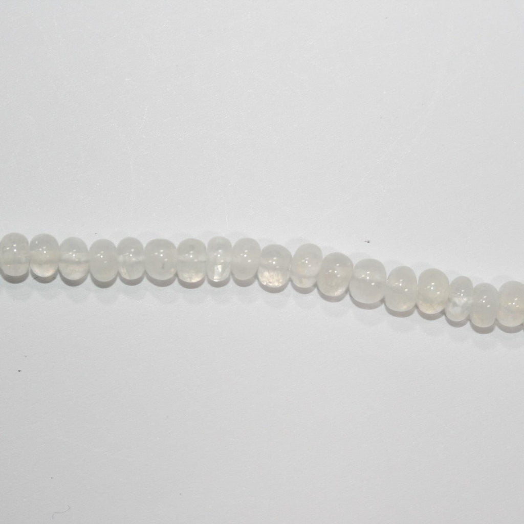 Cuentas redondas lisas de piedra lunar de 40 cm, graduadas, de 6 x 4 mm a 4 x 3 mm. Hilo de 40 cm.