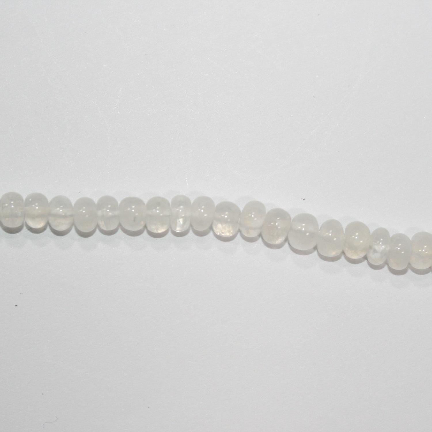 Cuentas redondas lisas de piedra lunar de 40 cm, graduadas, de 6 x 4 mm a 4 x 3 mm. Hilo de 40 cm.