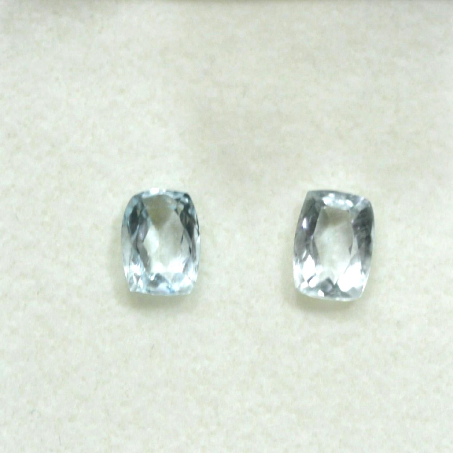 Lote de 2 Aguamarinas Facetadas Rectangulares de 7,5 x 5,5 mm (2 uds.) - Piedras Preciosas al por Mayor, Piedras Talladas de Máxima Calidad