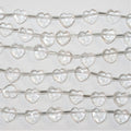 Cuentas de corazón facetadas de cuarzo cristal de roca de 6" de 9 a 10 mm, hilo de 16 cm.