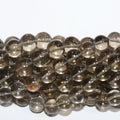 Cuentas redondas lisas de cuarzo ahumado de 40 cm (16"), 10-12 mm (aprox. - Hilo de 40 cm)