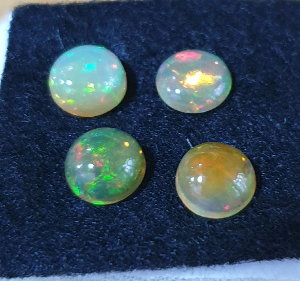 Ethiopian Opal Lot Round Cabochon 6mm. (4pcs)  -Gemstone Parcels-Loose Stones Wholesale Price